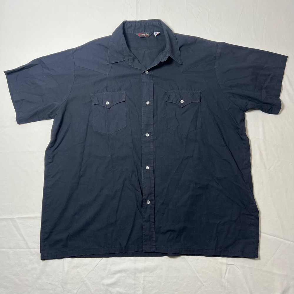 Orzini Mens 2X Black Short Sleeve Western Pearl Snap Shirt Made in USA Yoke